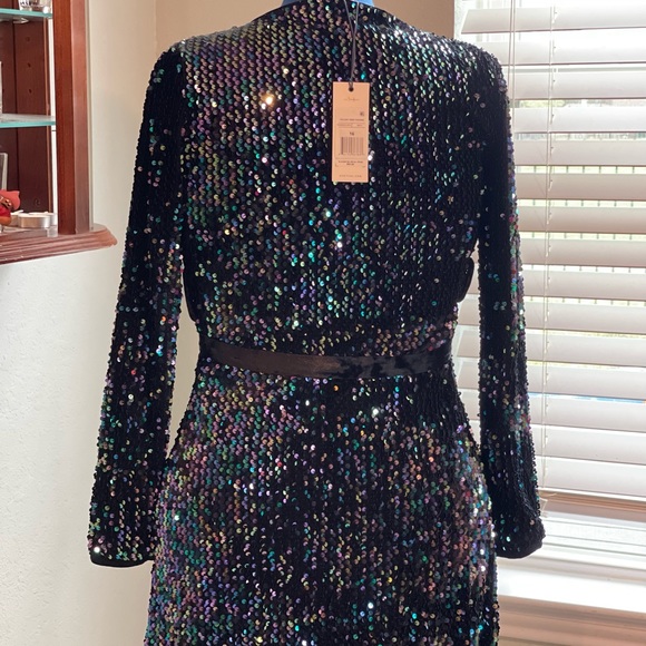 Habitual Girl ~ Raven Multi Sequins Wrap Dress  (size 16) - Picture 4 of 4